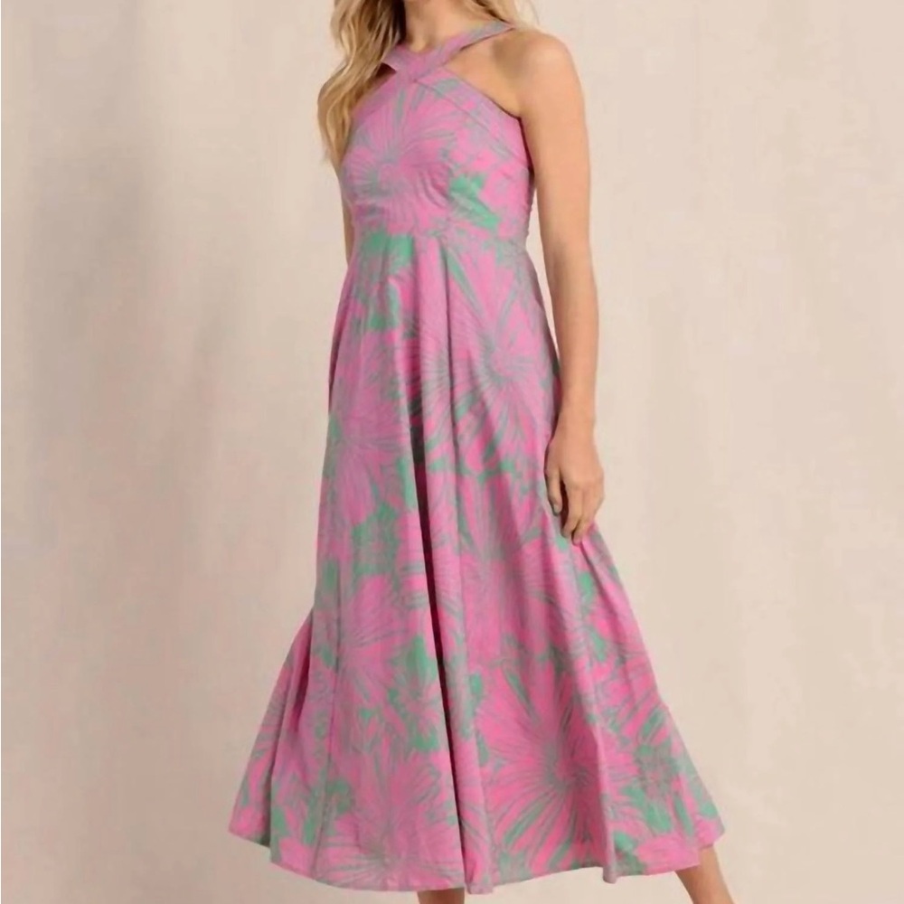 Southern Tide Pink & Mint Cross-Neck Floral Maxi Dress